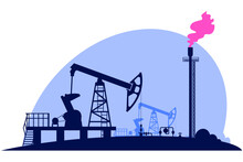Oil Pump Jack. Oil Rig Industry Vector Illustration