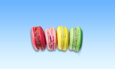 Poster - Sweet colorful macarons. Tasty sweet macaroons, food concept