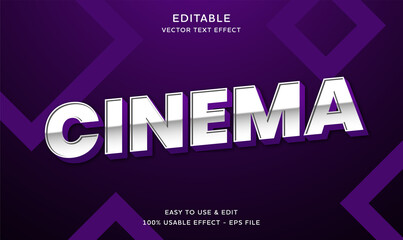 Canvas Print - editable cinema vector text effect with modern style design usable for logo or company campaign 