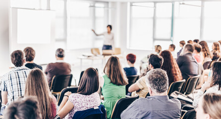 Wall Mural - Speaker giving presentation on business conference.