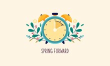 Spring Forward Fall Back Illustration With Clock