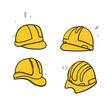 © devitaayu - hand drawn doodle yellow work helmet illustration collection isolated