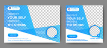 Medical Healthcare Live Webinar Banner Invitation And Social Media Post Template. Coronavirus Webinar Invitation With Clean Gradient Blue Design.