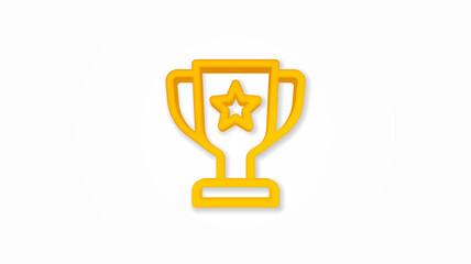 Wall Mural - award with star, trophy cup 3d realistic line icon. vector top view illustration. color pictogram is