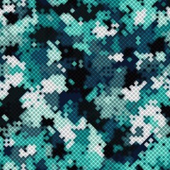 Military camouflage seamless pattern. China style urban digital pixel style.