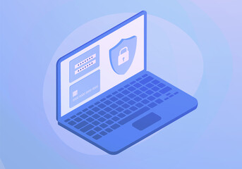 Wall Mural - online payment concept. a laptop with a secure payment form on the screen with fields for entering a