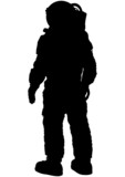 Fototapeta Kosmos - Astronaut silhouette / Illustration a person wearing a spacesuit, back view silhouette