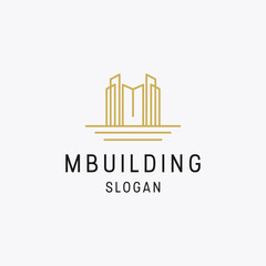 Sticker - Letter m building logo icon flat design template