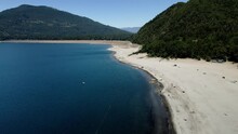 Aerial View Of The Playa Blanca At The Caburgua Lake In Southern Chile - Drone Shot