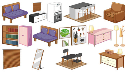 Poster - Set of interior furniture and decorations