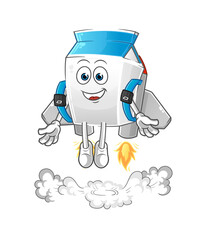 milk with jetpack mascot. cartoon vector