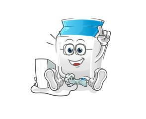 Sticker - milk playing video games. cartoon character