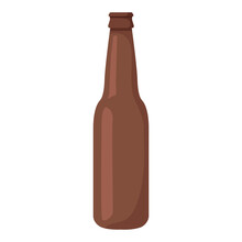 Glass Brown Beer Bottle Cartoon Vector Illustration Isolated Object