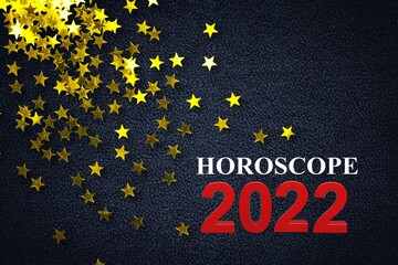 Canvas Print - Word Horoscope 2022. Letters on dark background decorated with starry.