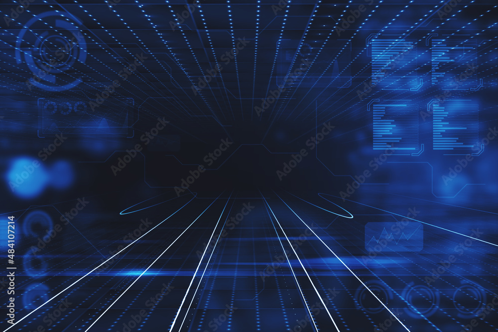 Abstract blue digital chart wallpaper blurry business interface ...
