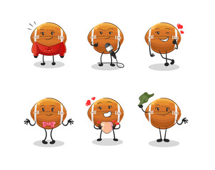 Wall Mural - rugby ball korean culture group character. mascot vector