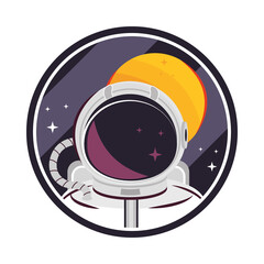 Sticker - space helmet and sun