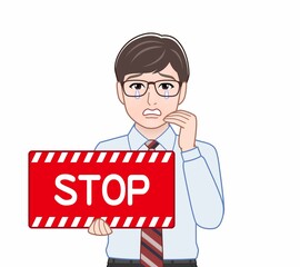 Sticker - ストップのパネルを持っている男性