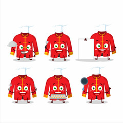 Canvas Print - Cartoon character of red chinese traditional costume with various chef emoticons