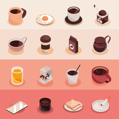 Canvas Print - coffee isometric icons