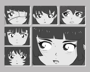 Poster - manga girls faces