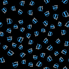 Poster - Line Hola icon isolated seamless pattern on black background. Vector