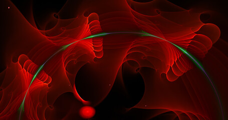 Wall Mural - abstract colorful fractal background with fantastic red waves. fantastic glowing fractal shapes. dig
