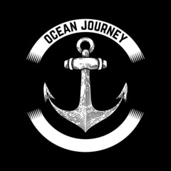 Wall Mural - ocean journey. vintage emblem with anchor. design element for emblem, sign, badge, logo. vector illu