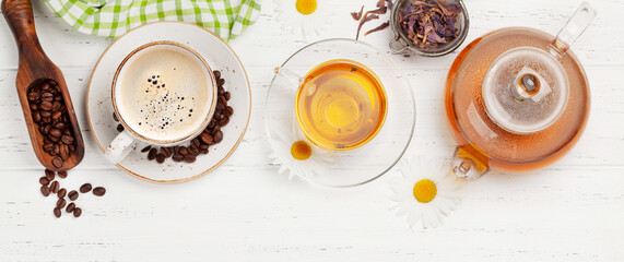 Wall Mural - Herbal tea and espresso coffee