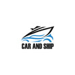 car and ship dealership industry logo design illustration