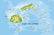 Fiji islands highly detailed physical map