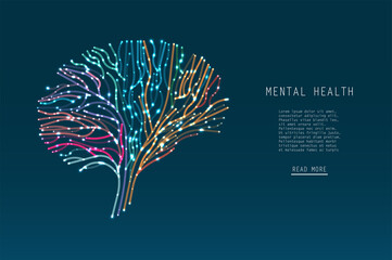Wall Mural - abstract glowing brain connections