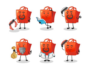 shopping bag arab character. cartoon mascot vector