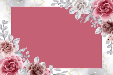 Wall Mural - Elegance Pink and Maroon Rose Flower Watercolor Background