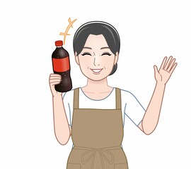 Sticker - コーラを持った女性