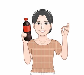 Sticker - コーラを持った女性