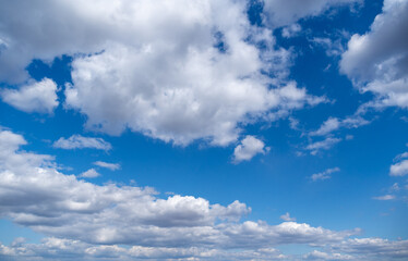 Wall Mural - sunny clear blue sky and soft peaceful white clouds photo background