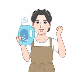 Sticker - 洗濯洗剤を持った女性