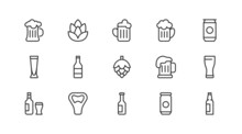 Set Of Simple Beer  Line Icons.
