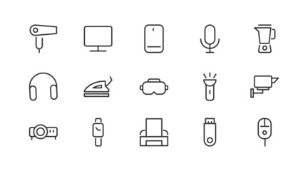 Poster - Line stroke set of device  icons.