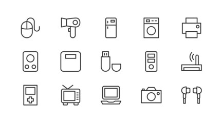 Poster - Editable vector pack of electronics  line icons.