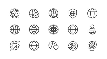 Poster - Simple line set of international  icons.