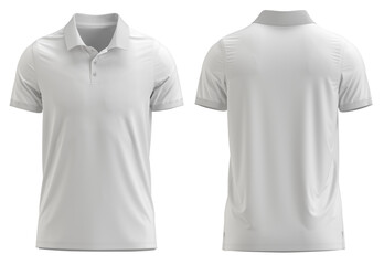 white color 3d rendered short sleeve polo shirt with rib collar and cuff