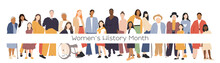 Women's History Month Card. Flat Vector Illustration.