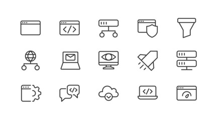 Canvas Print - Set of simple web  line icons.