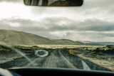 Fototapeta  - Asfaltowa droga na Islandii z perpektywy kierowcy