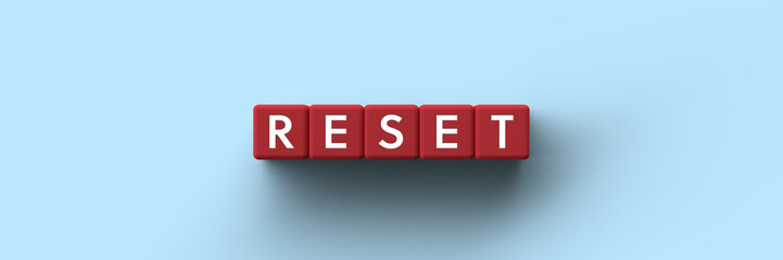 Wall Mural - 3d rendered red dices with the word reset
