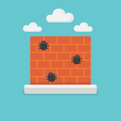 Wall Mural - debug not security firewall technology flat vector illustration