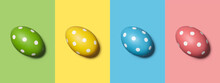Collage Of Colorful Dotted Easter Eggs For Holiday Decoration