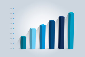 3D chart, graph. Simply color editable. Infographics elements.